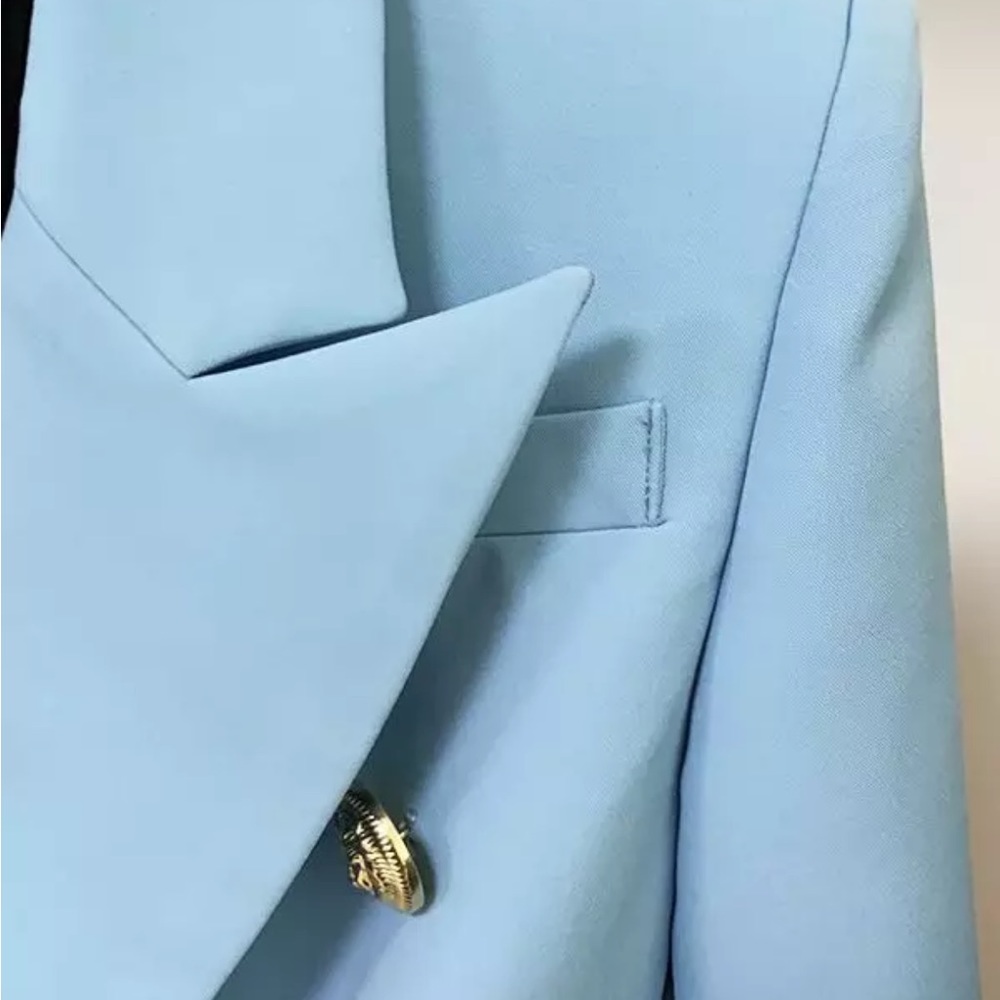 Light Blue Gold Buckle Blazer - Picture 3 of 4